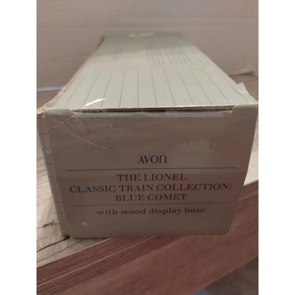 Avon Collectibles Blue Comet Train Locomotive Figurine On Wooden Base Vintage Di - Picture 8 of 9